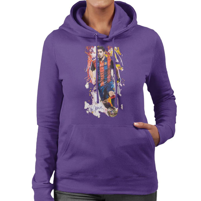 Sidney Maurer Original Portrait Of Luis Suarez Barcelona Women's Hooded Sweatshirt