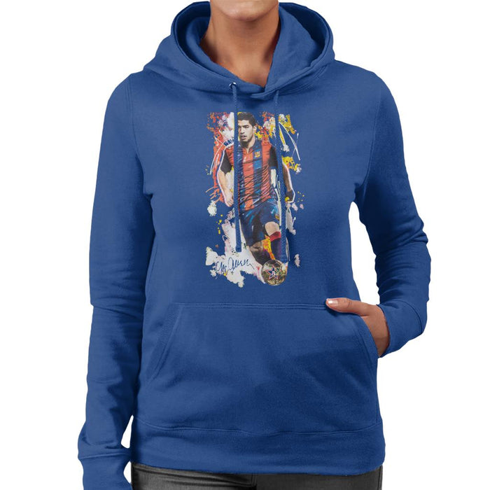 Sidney Maurer Original Portrait Of Luis Suarez Barcelona Women's Hooded Sweatshirt