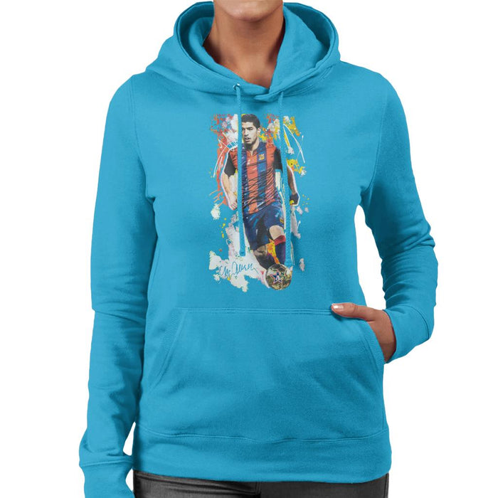 Sidney Maurer Original Portrait Of Luis Suarez Barcelona Women's Hooded Sweatshirt