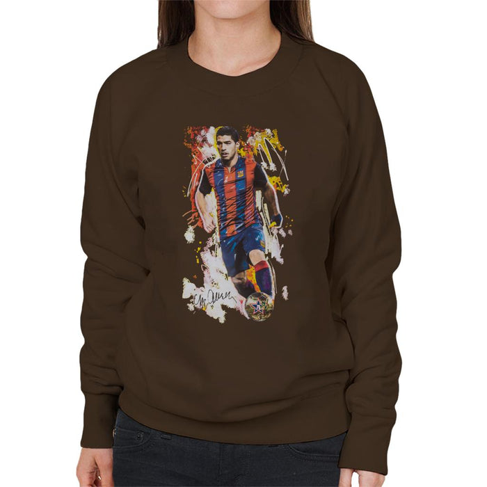 Sidney Maurer Original Portrait Of Luis Suarez Barcelona Women's Sweatshirt