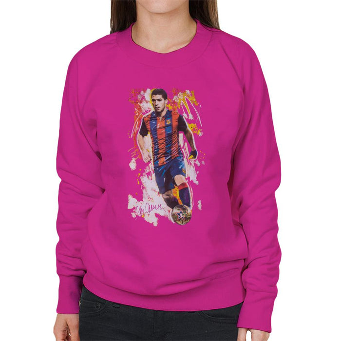 Sidney Maurer Original Portrait Of Luis Suarez Barcelona Women's Sweatshirt