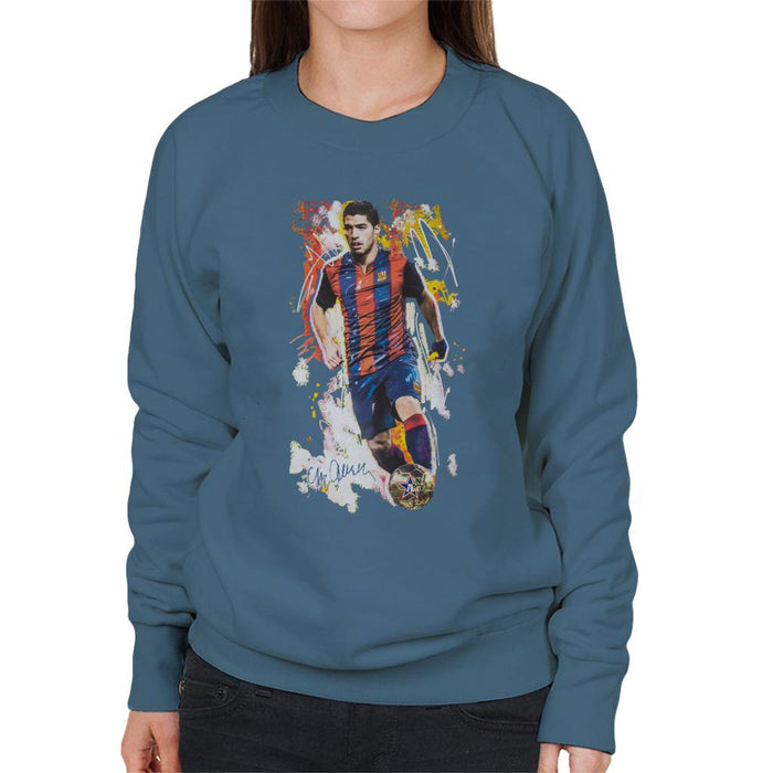Sidney Maurer Original Portrait Of Luis Suarez Barcelona Women's Sweatshirt