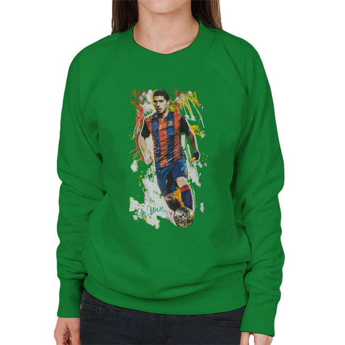 Sidney Maurer Original Portrait Of Luis Suarez Barcelona Women's Sweatshirt