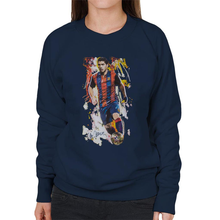 Sidney Maurer Original Portrait Of Luis Suarez Barcelona Women's Sweatshirt
