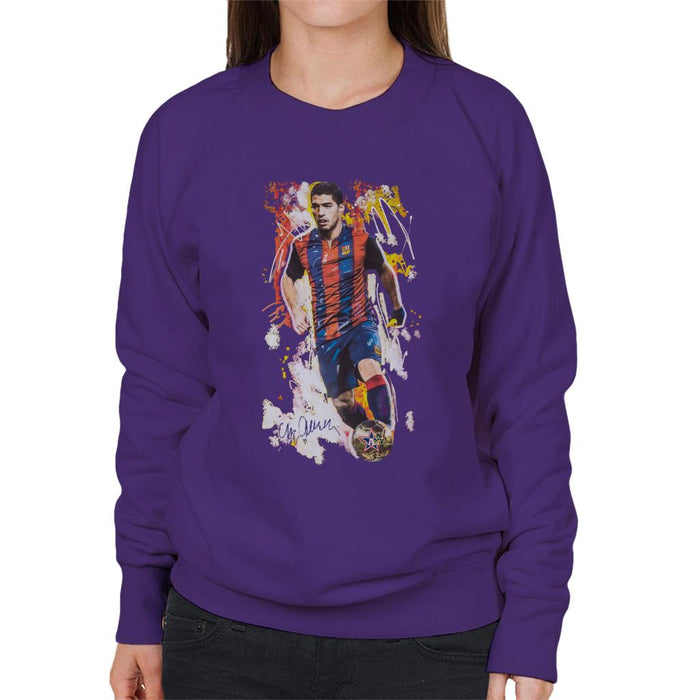 Sidney Maurer Original Portrait Of Luis Suarez Barcelona Women's Sweatshirt