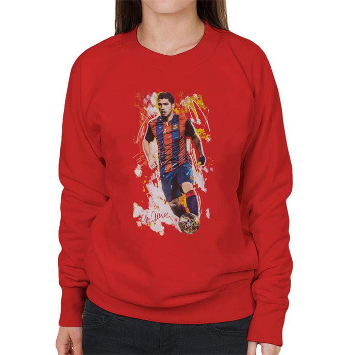Sidney Maurer Original Portrait Of Luis Suarez Barcelona Women's Sweatshirt