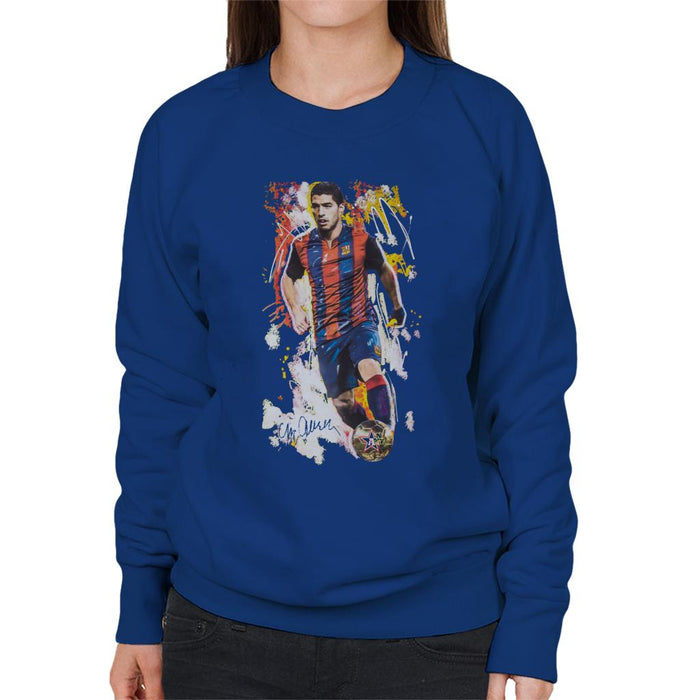 Sidney Maurer Original Portrait Of Luis Suarez Barcelona Women's Sweatshirt