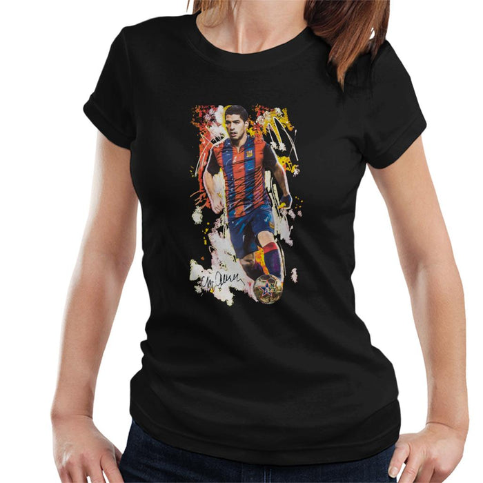 Sidney Maurer Original Portrait Of Luis Suarez Barcelona Women's T-Shirt
