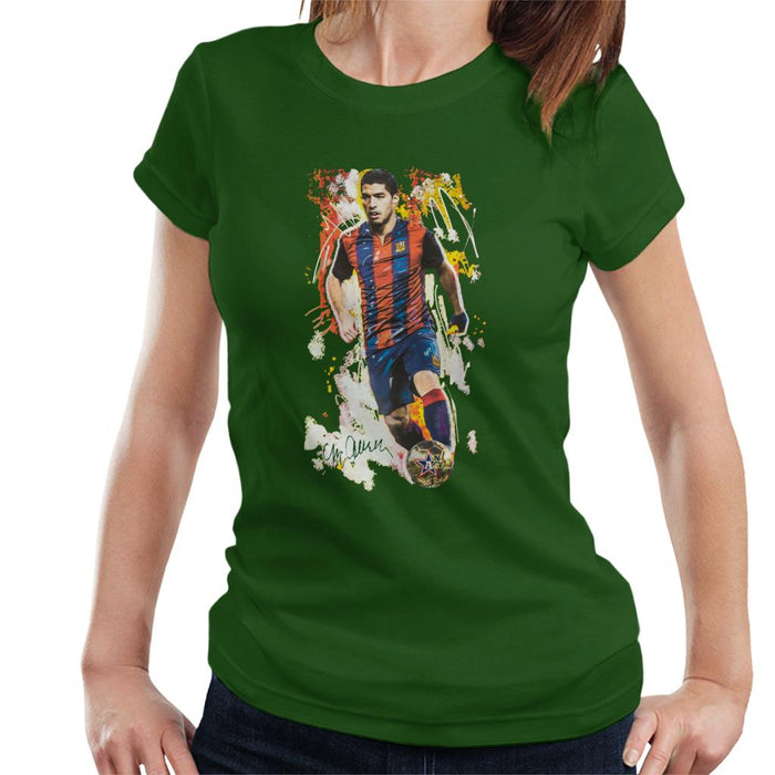 Sidney Maurer Original Portrait Of Luis Suarez Barcelona Women's T-Shirt