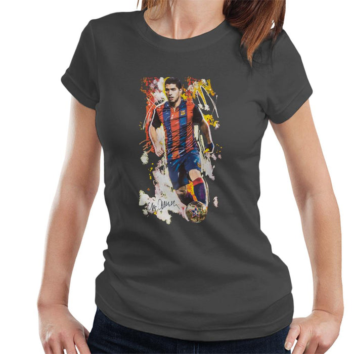 Sidney Maurer Original Portrait Of Luis Suarez Barcelona Women's T-Shirt