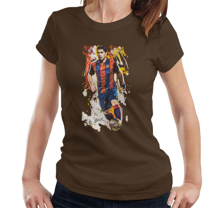 Sidney Maurer Original Portrait Of Luis Suarez Barcelona Women's T-Shirt