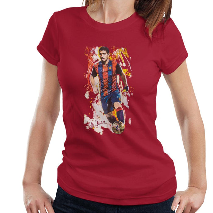 Sidney Maurer Original Portrait Of Luis Suarez Barcelona Women's T-Shirt