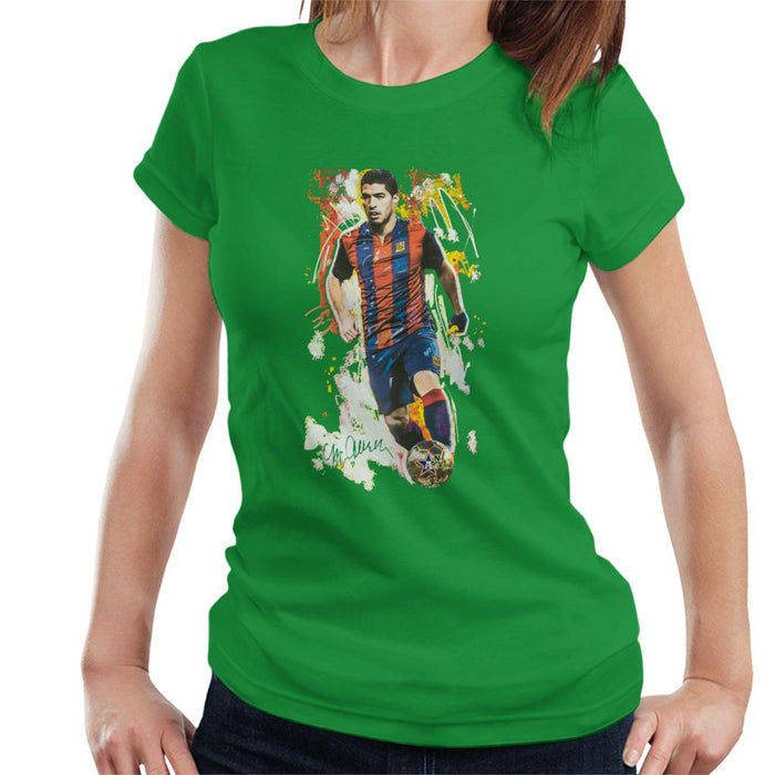 Sidney Maurer Original Portrait Of Luis Suarez Barcelona Women's T-Shirt