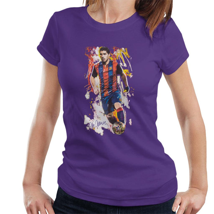 Sidney Maurer Original Portrait Of Luis Suarez Barcelona Women's T-Shirt