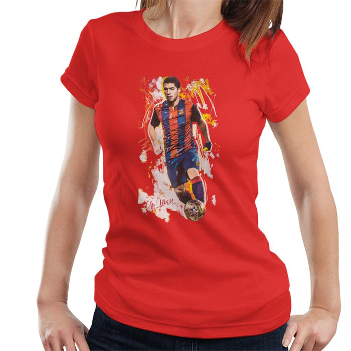 Sidney Maurer Original Portrait Of Luis Suarez Barcelona Women's T-Shirt