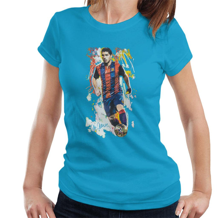 Sidney Maurer Original Portrait Of Luis Suarez Barcelona Women's T-Shirt