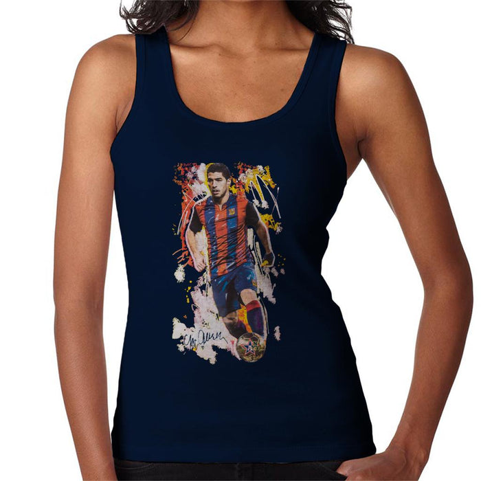 Sidney Maurer Original Portrait Of Luis Suarez Barcelona Women's Vest
