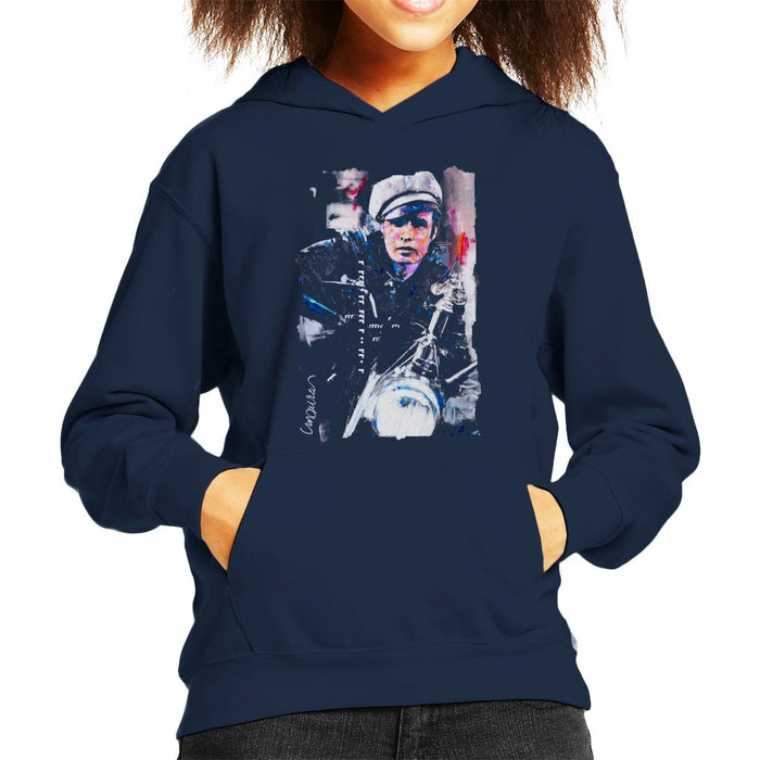 Sidney Maurer Original Portrait Of Marlon Brando The Wild One Kid's Hooded Sweatshirt
