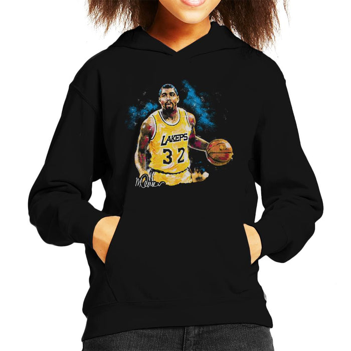 Sidney Maurer Original Portrait Of Magic Johnson Lakers Kid's Hooded Sweatshirt