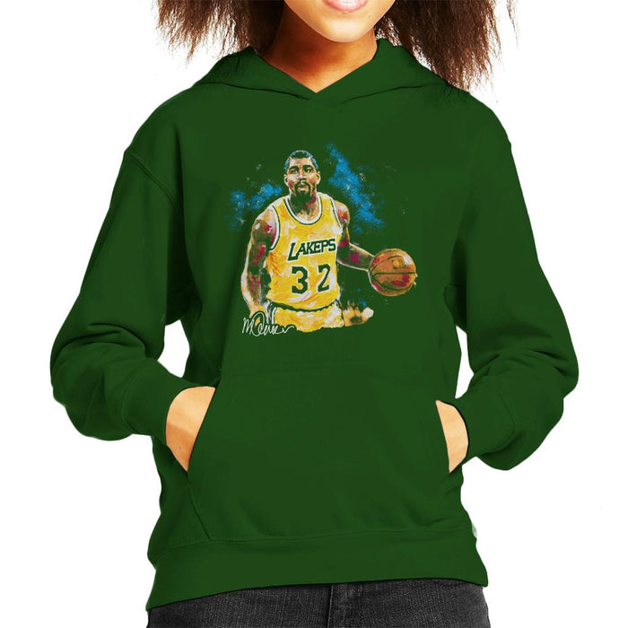 Sidney Maurer Original Portrait Of Magic Johnson Lakers Kid's Hooded Sweatshirt