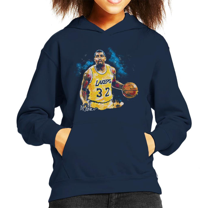Sidney Maurer Original Portrait Of Magic Johnson Lakers Kid's Hooded Sweatshirt