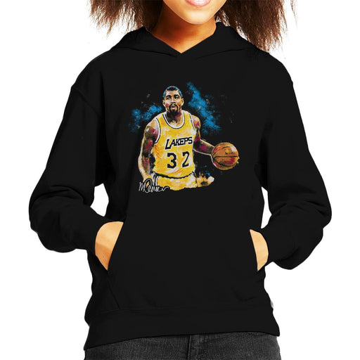 Sidney Maurer Original Portrait Of Magic Johnson Lakers Kid's Hooded Sweatshirt