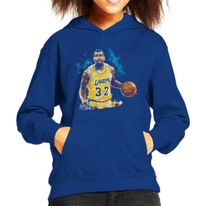 Sidney Maurer Original Portrait Of Magic Johnson Lakers Kid's Hooded Sweatshirt