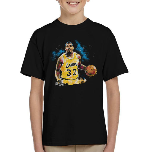 Sidney Maurer Original Portrait Of Magic Johnson Lakers Kid's T-Shirt