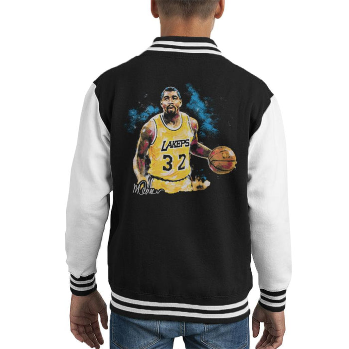 Sidney Maurer Original Portrait Of Magic Johnson Lakers Kid's Varsity Jacket