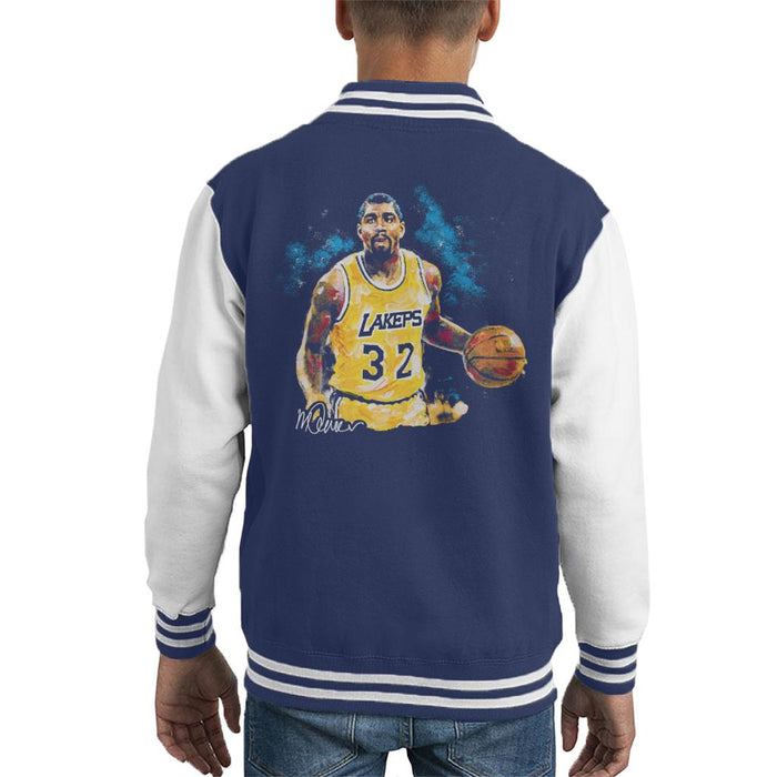 Sidney Maurer Original Portrait Of Magic Johnson Lakers Kid's Varsity Jacket