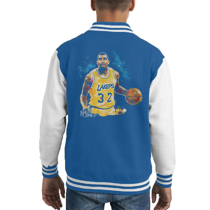 Sidney Maurer Original Portrait Of Magic Johnson Lakers Kid's Varsity Jacket