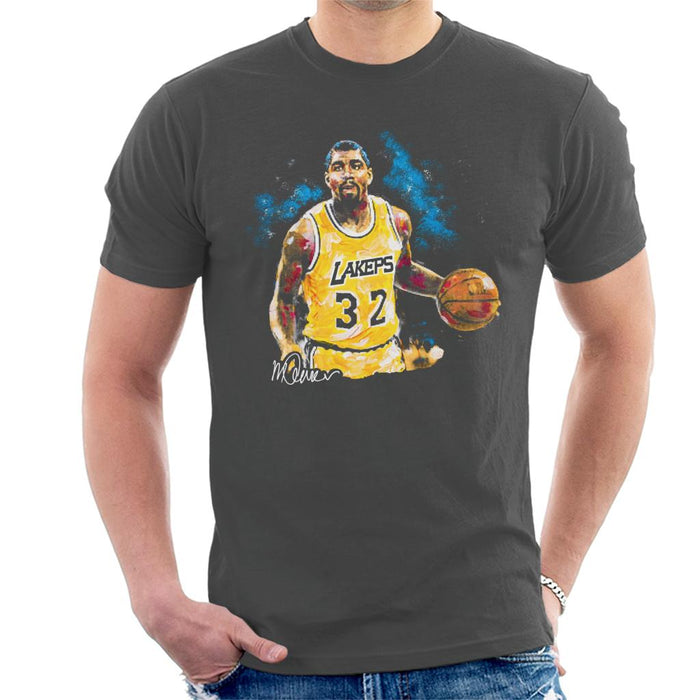 Sidney Maurer Original Portrait Of Magic Johnson Lakers Men's T-Shirt