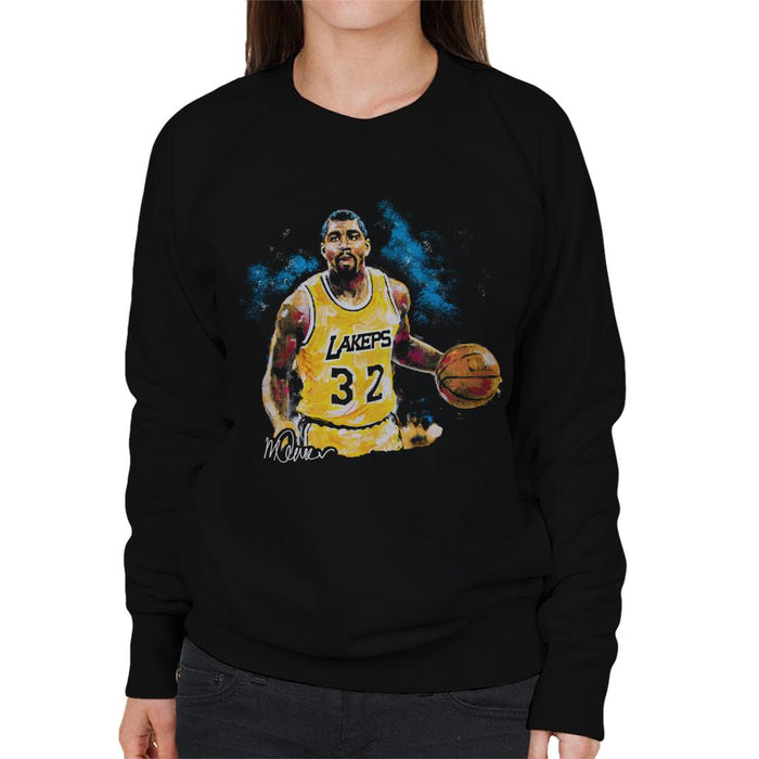 Sidney Maurer Original Portrait Of Magic Johnson Lakers Women's Sweatshirt