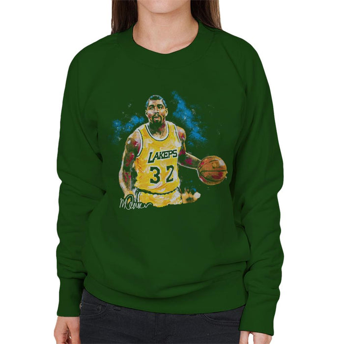 Sidney Maurer Original Portrait Of Magic Johnson Lakers Women's Sweatshirt