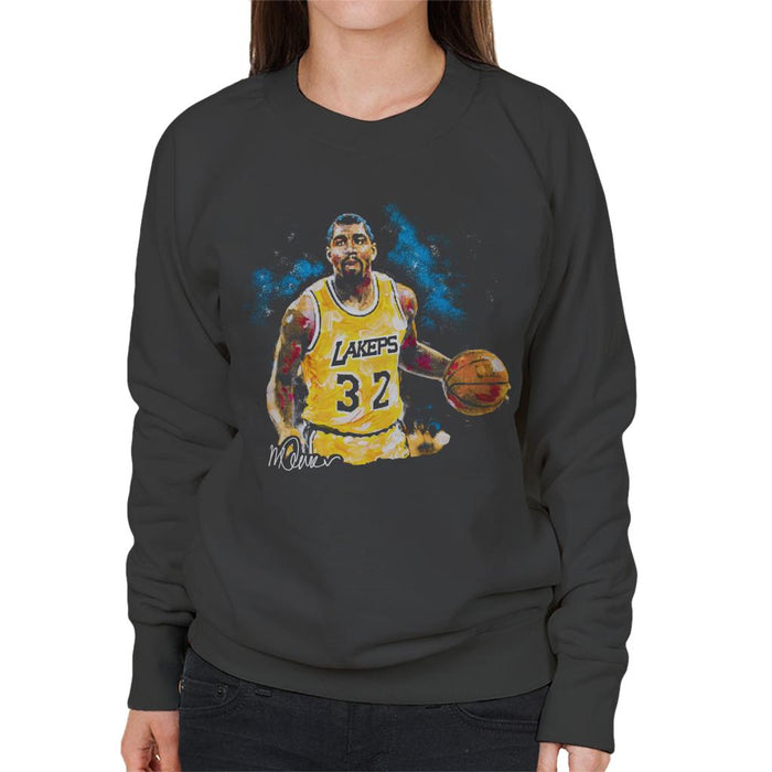 Sidney Maurer Original Portrait Of Magic Johnson Lakers Women's Sweatshirt