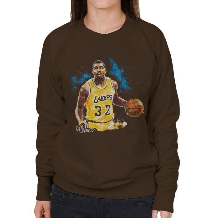 Sidney Maurer Original Portrait Of Magic Johnson Lakers Women's Sweatshirt