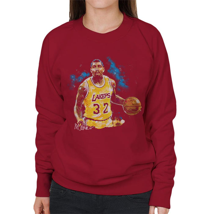 Sidney Maurer Original Portrait Of Magic Johnson Lakers Women's Sweatshirt