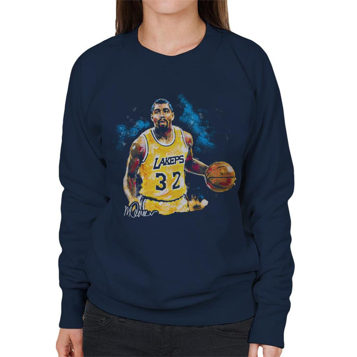 Sidney Maurer Original Portrait Of Magic Johnson Lakers Women's Sweatshirt