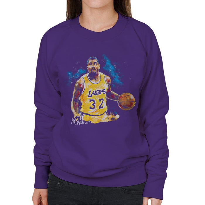 Sidney Maurer Original Portrait Of Magic Johnson Lakers Women's Sweatshirt