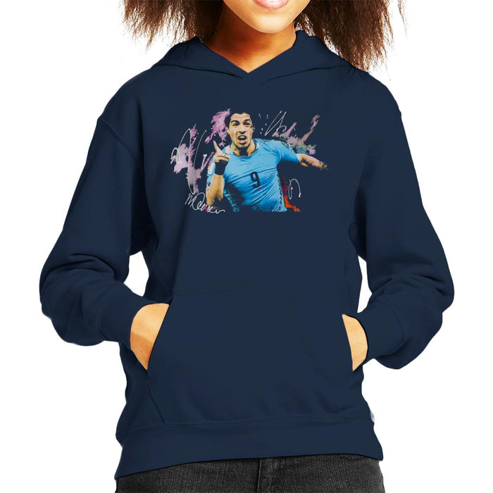 Sidney Maurer Original Portrait Of Luis Suarez Uruguay Kid's Hooded Sweatshirt