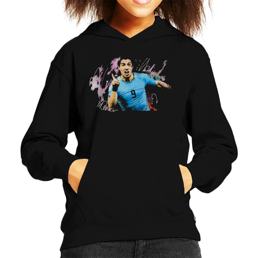 Sidney Maurer Original Portrait Of Luis Suarez Uruguay Kid's Hooded Sweatshirt