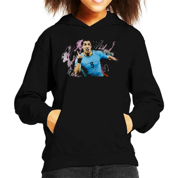Sidney Maurer Original Portrait Of Luis Suarez Uruguay Kid's Hooded Sweatshirt