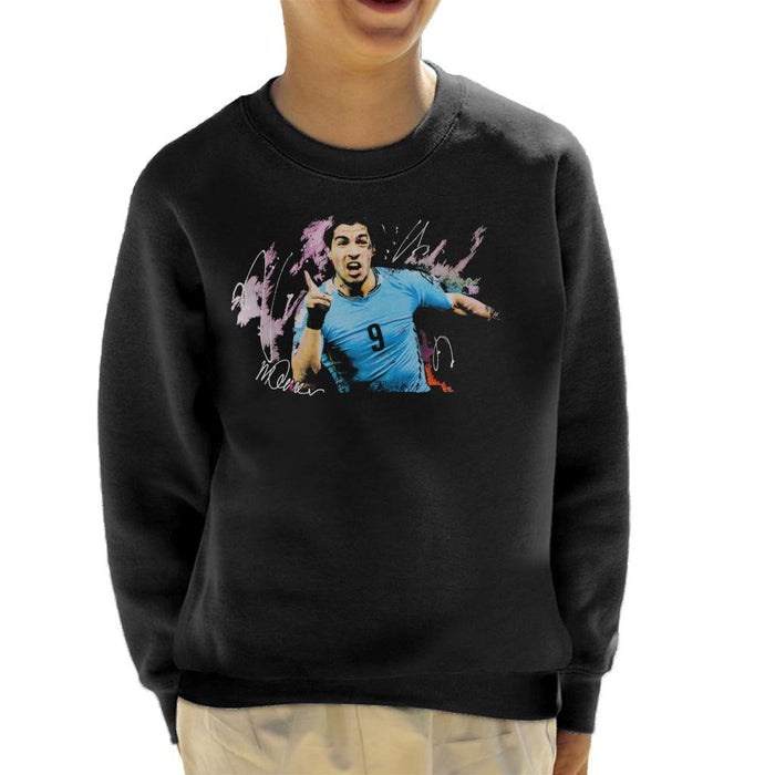 Sidney Maurer Original Portrait Of Luis Suarez Uruguay Kid's Sweatshirt