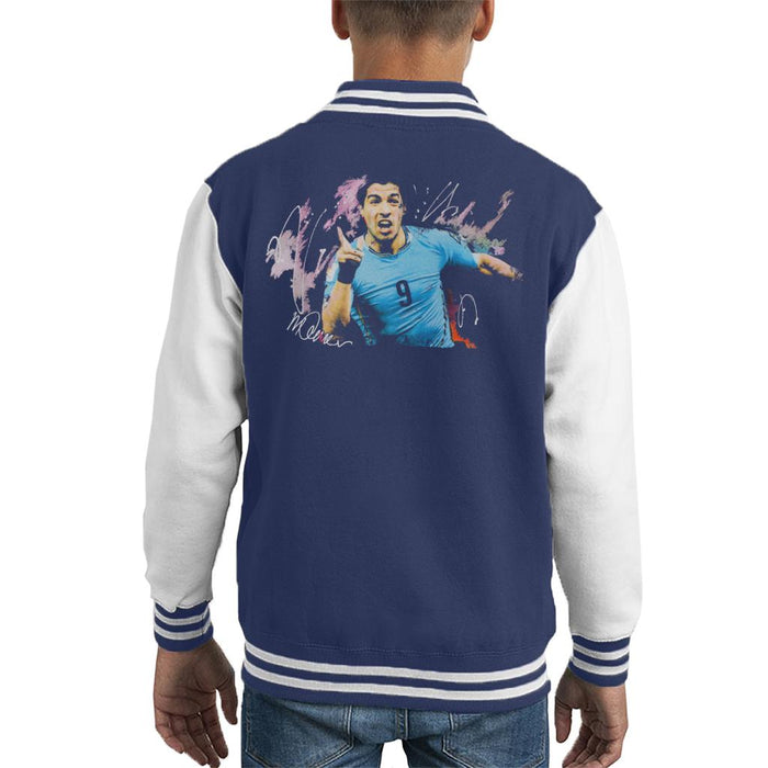 Sidney Maurer Original Portrait Of Luis Suarez Uruguay Kid's Varsity Jacket