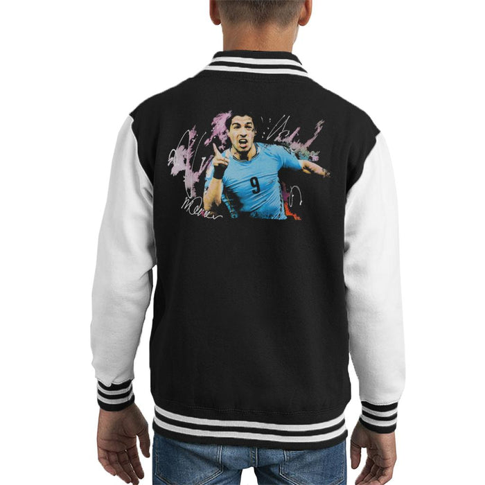 Sidney Maurer Original Portrait Of Luis Suarez Uruguay Kid's Varsity Jacket