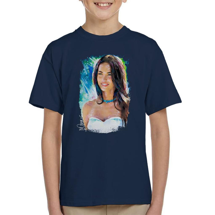 Sidney Maurer Original Portrait Of Megan Fox Kid's T-Shirt