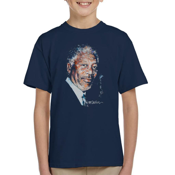Sidney Maurer Original Portrait Of Morgan Freeman Kid's T-Shirt