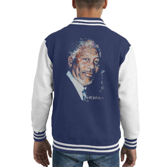Sidney Maurer Original Portrait Of Morgan Freeman Kid's Varsity Jacket