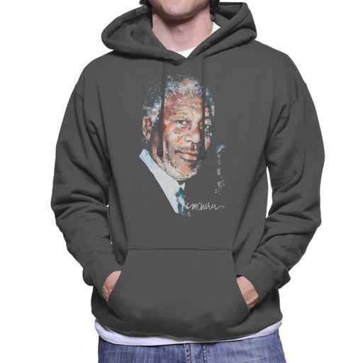 Sidney Maurer Original Portrait Of Morgan Freeman Men's Hooded Sweatshirt