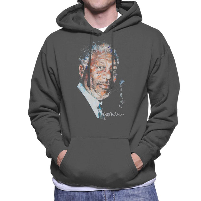 Sidney Maurer Original Portrait Of Morgan Freeman Men's Hooded Sweatshirt